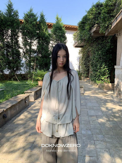 DKZ OFFICIAL Green Two Way Off Shoulder Relaxed Women&