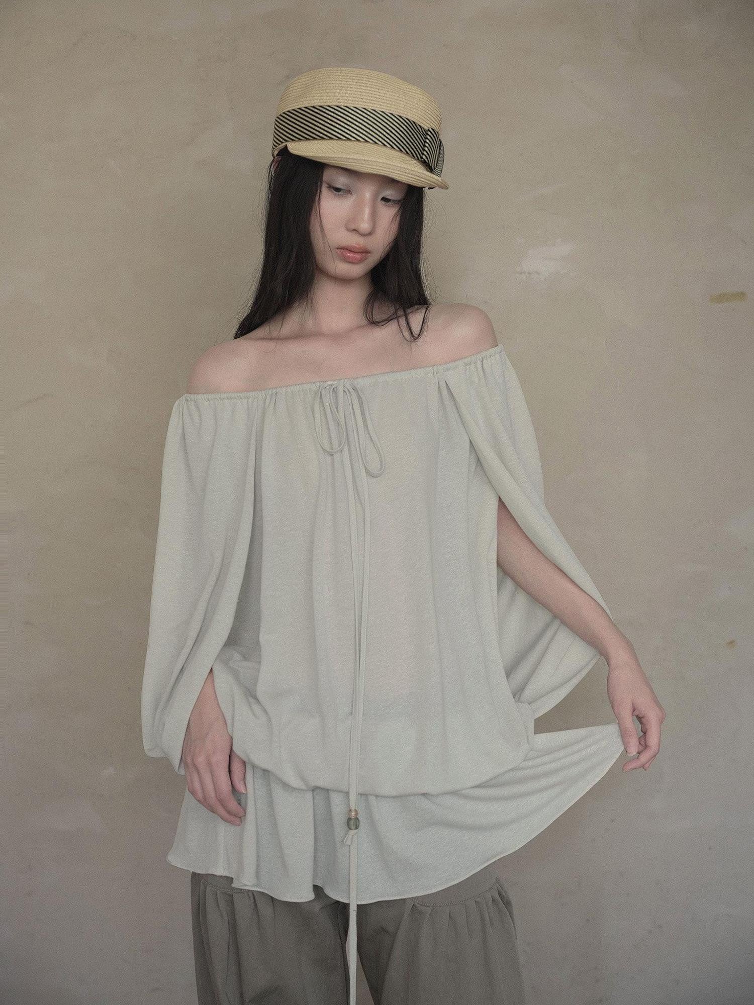 DKZ OFFICIAL Green Two Way Off Shoulder Relaxed Women&
