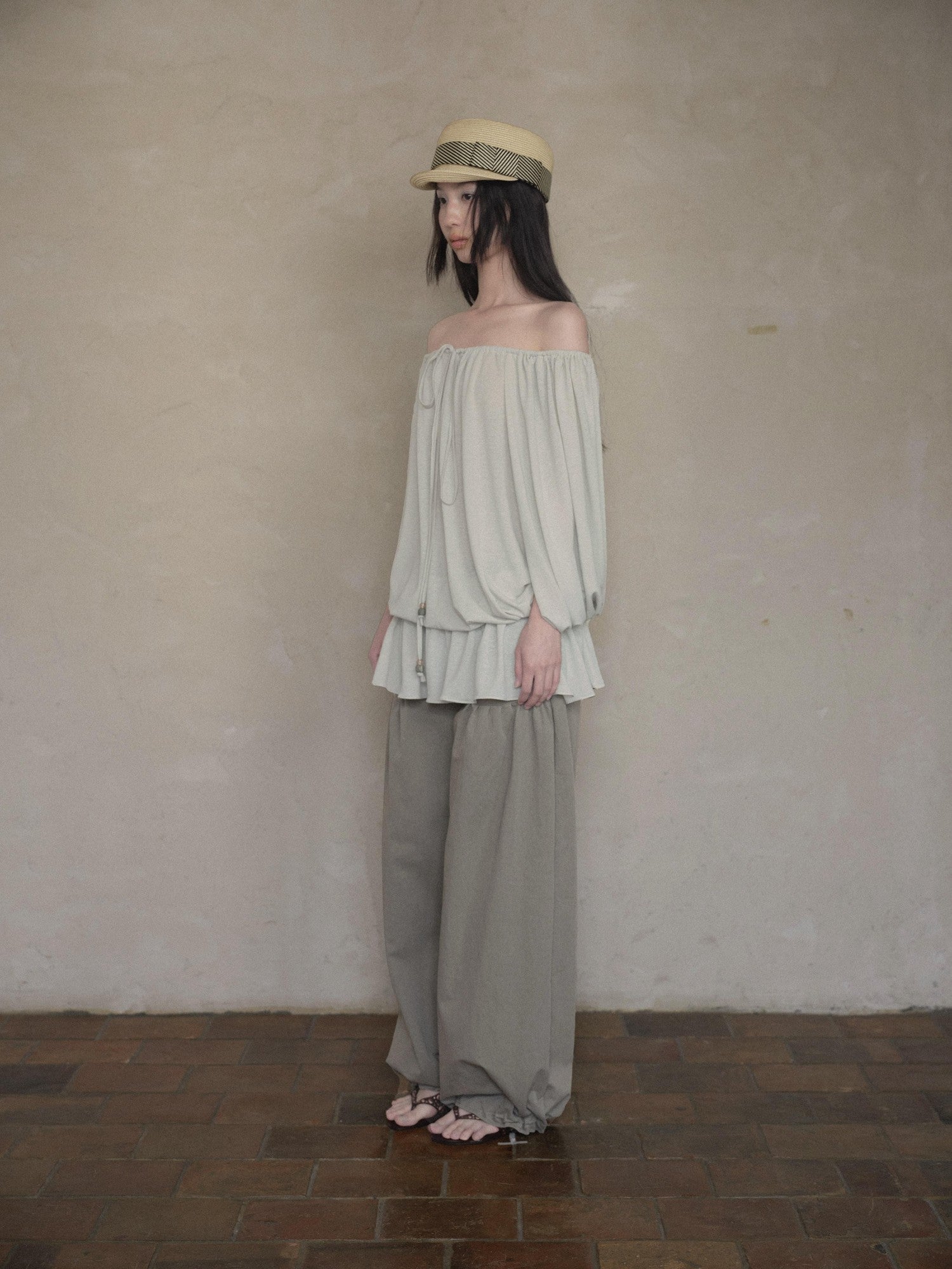 DKZ OFFICIAL Green Two Way Off Shoulder Relaxed Women&
