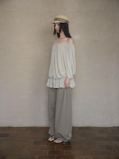 DKZ OFFICIAL Green Two Way Off Shoulder Relaxed Women&