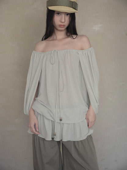 DKZ OFFICIAL Green Two Way Off Shoulder Relaxed Women&