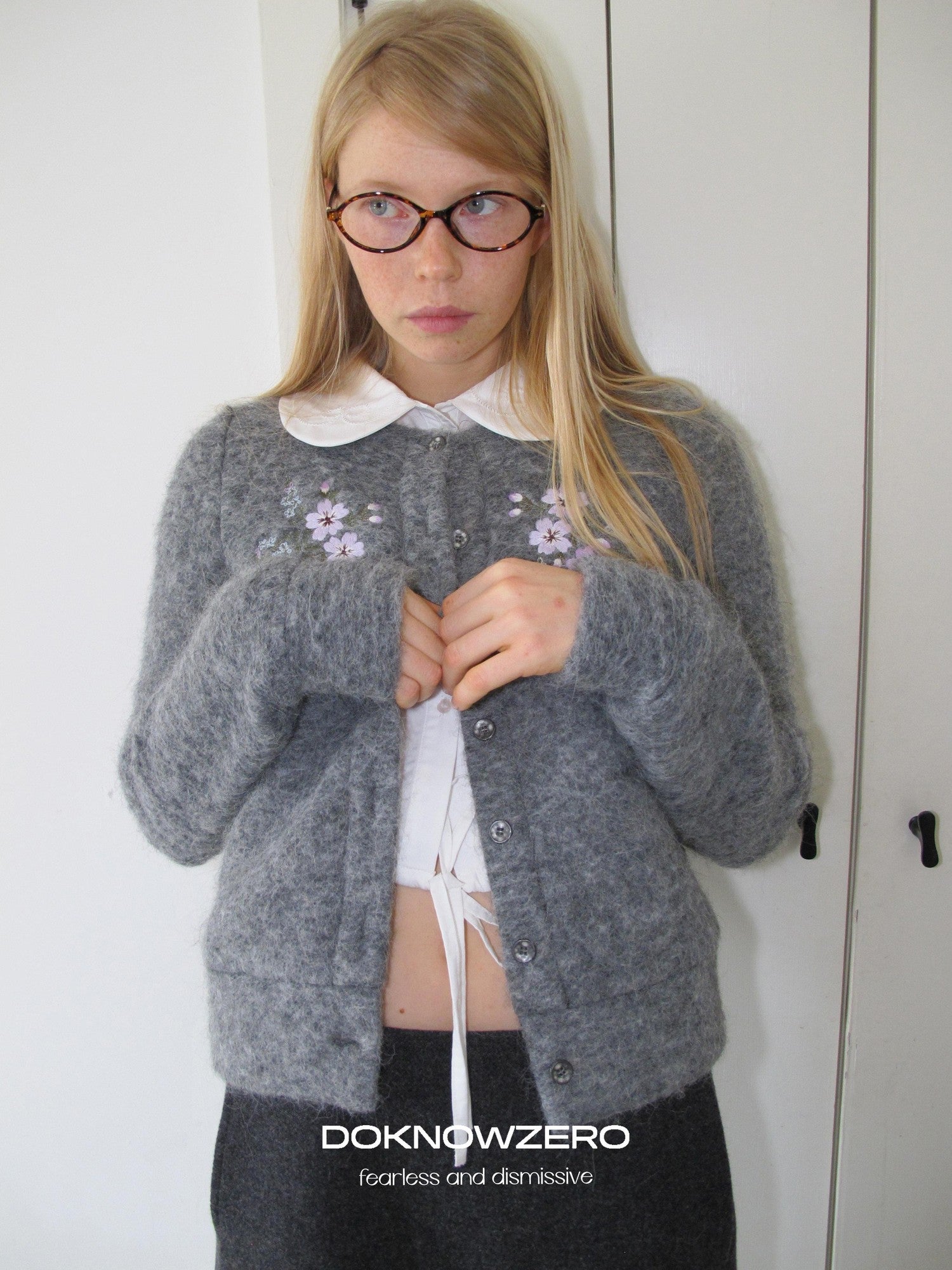 DKZ OFFICIAL Grey Jacquard Embroidered Printed Women&