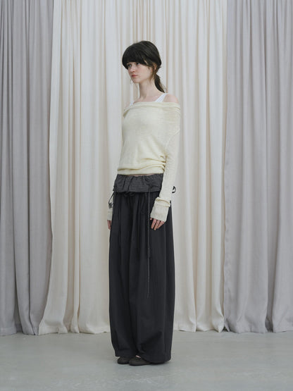 DKZ OFFICIAL Grey Plaid Spliced Foldover Waist Relaxed Women&