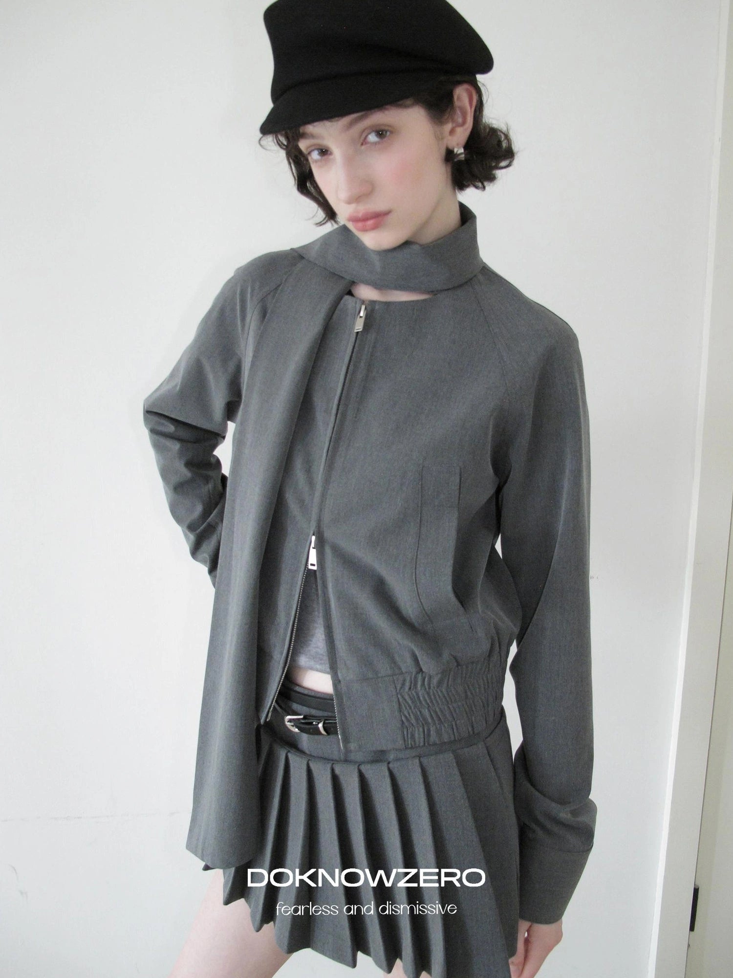 DKZ OFFICIAL Grey Pleated Skort With Contrast Panels