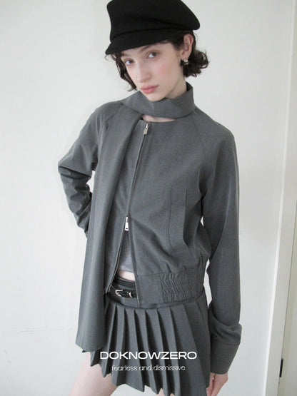 DKZ OFFICIAL Grey Pleated Skort With Contrast Panels