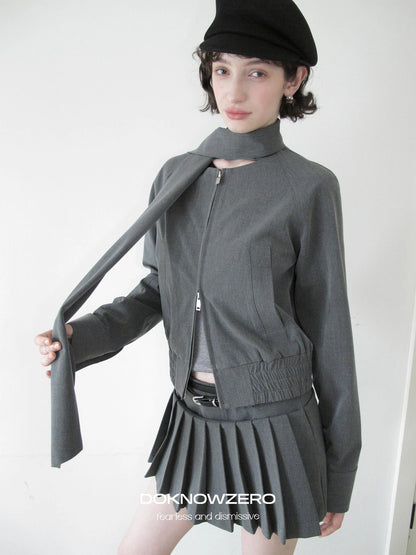 DKZ OFFICIAL Grey Pleated Skort With Contrast Panels