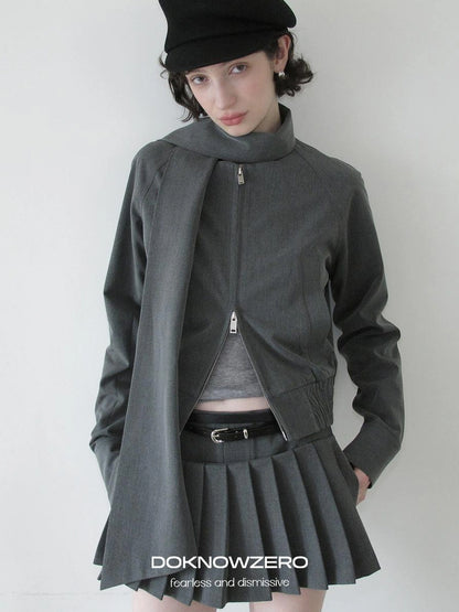 DKZ OFFICIAL Grey Pleated Skort With Contrast Panels