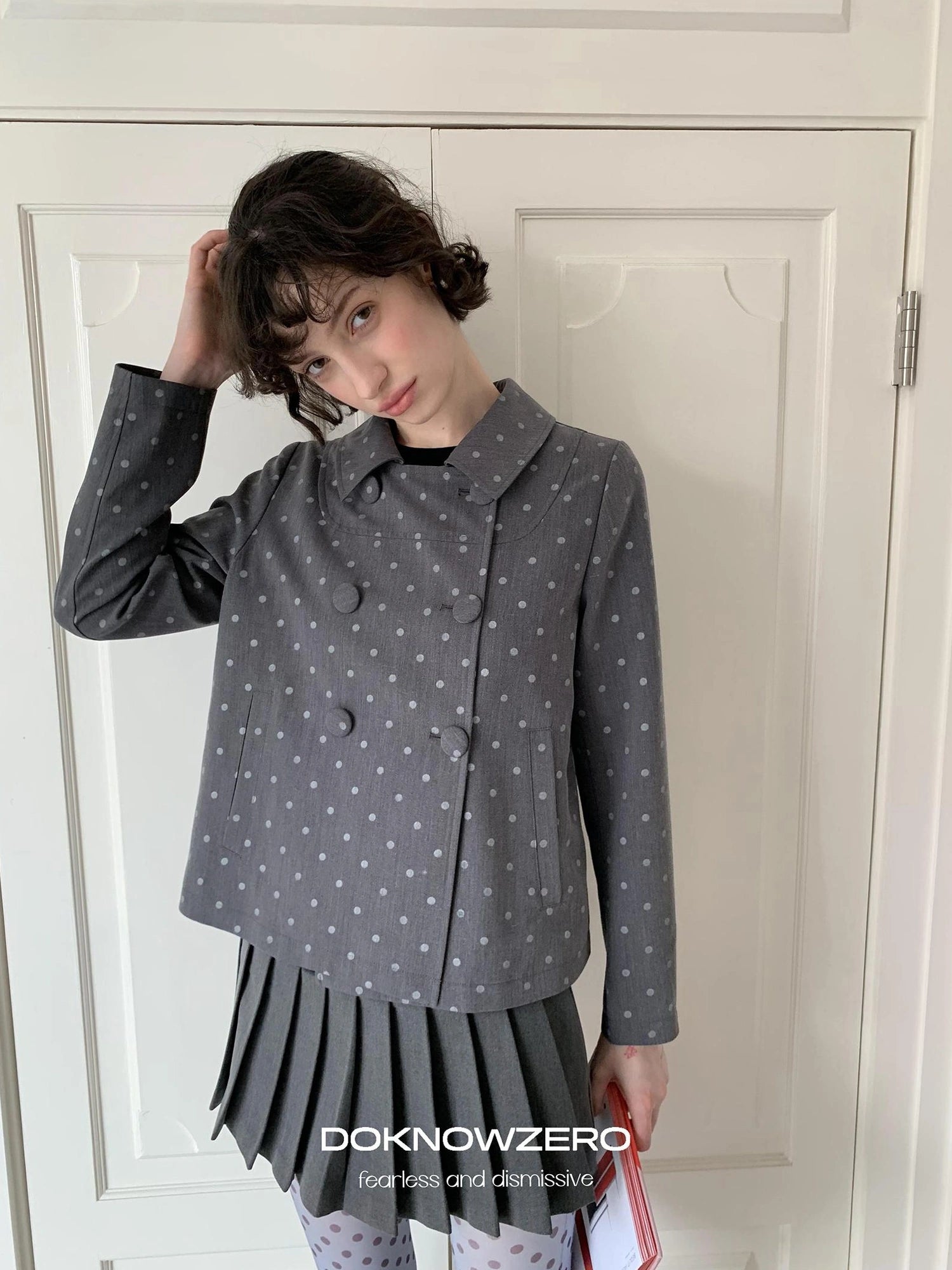 DKZ OFFICIAL Grey Pleated Skort With Contrast Panels