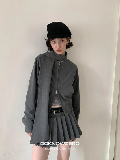 DKZ OFFICIAL Grey Pleated Skort With Contrast Panels