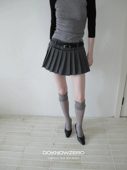 DKZ OFFICIAL Grey Pleated Skort With Contrast Panels