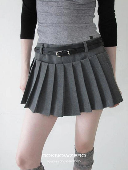 DKZ OFFICIAL Grey Pleated Skort With Contrast Panels