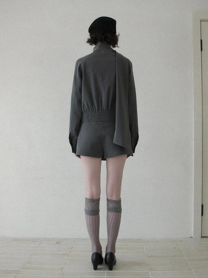 DKZ OFFICIAL Grey Pleated Skort With Contrast Panels