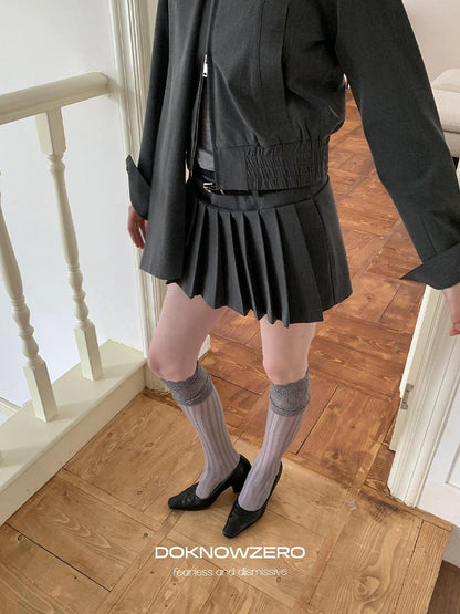 DKZ OFFICIAL Grey Pleated Skort With Contrast Panels