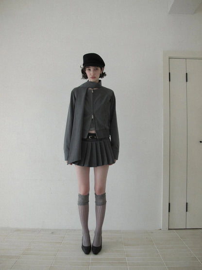 DKZ OFFICIAL Grey Pleated Skort With Contrast Panels