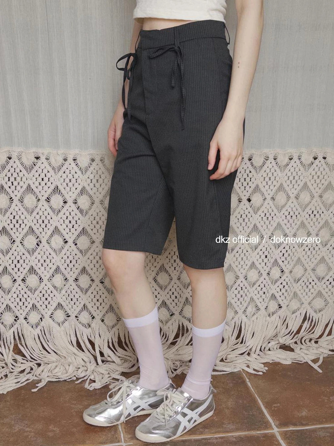 DKZ OFFICIAL Grey Stripe Five Pocket Women S Casual Summer Trousers