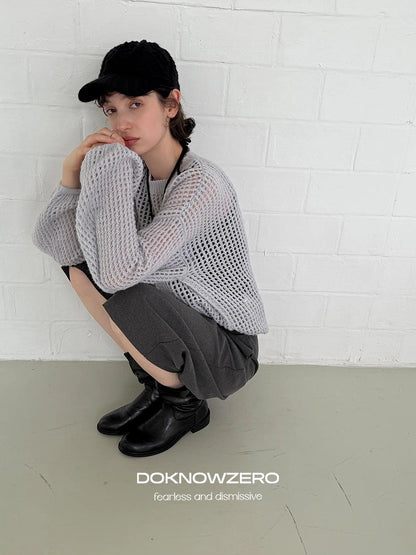 DKZ OFFICIAL Grey Wide Leg Cropped Trousers For Autumn