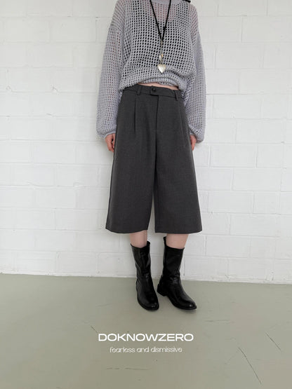 DKZ OFFICIAL Grey Wide Leg Cropped Trousers For Autumn