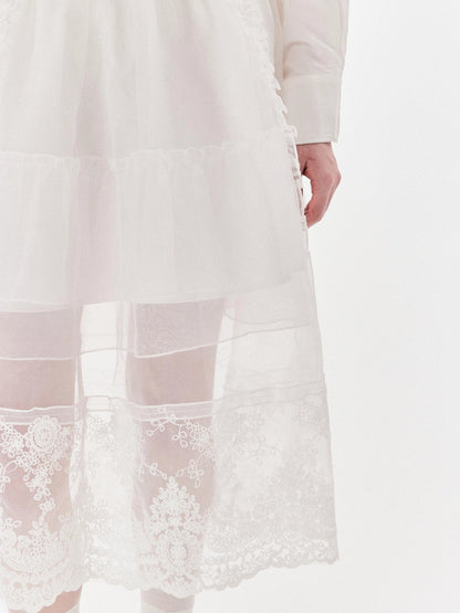 DKZ OFFICIAL Heavy Embroidered Lace Sheer Mesh Skirt