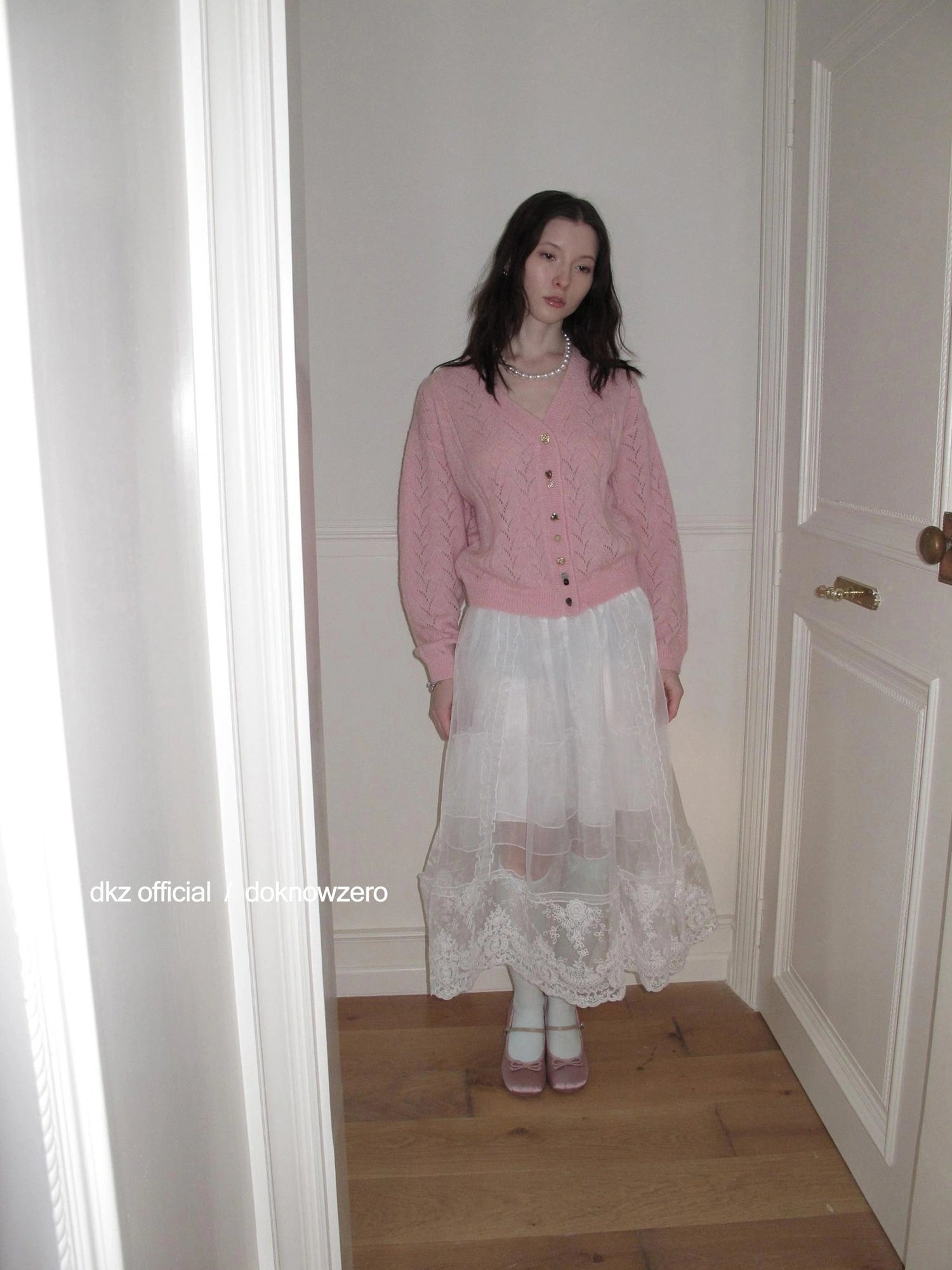 DKZ OFFICIAL Heavy Embroidered Lace Sheer Mesh Skirt