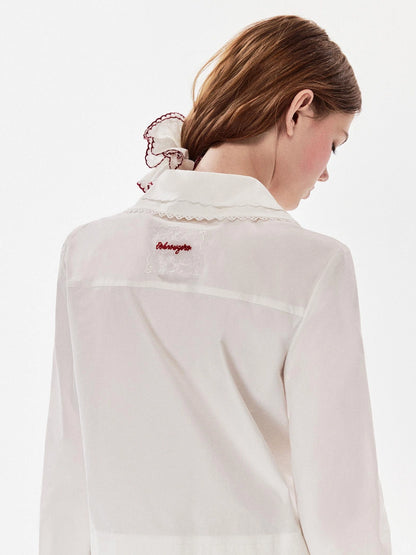 DKZ OFFICIAL Heavyweight Cotton Blend Embroidered Panel Long Sleeve Shirt