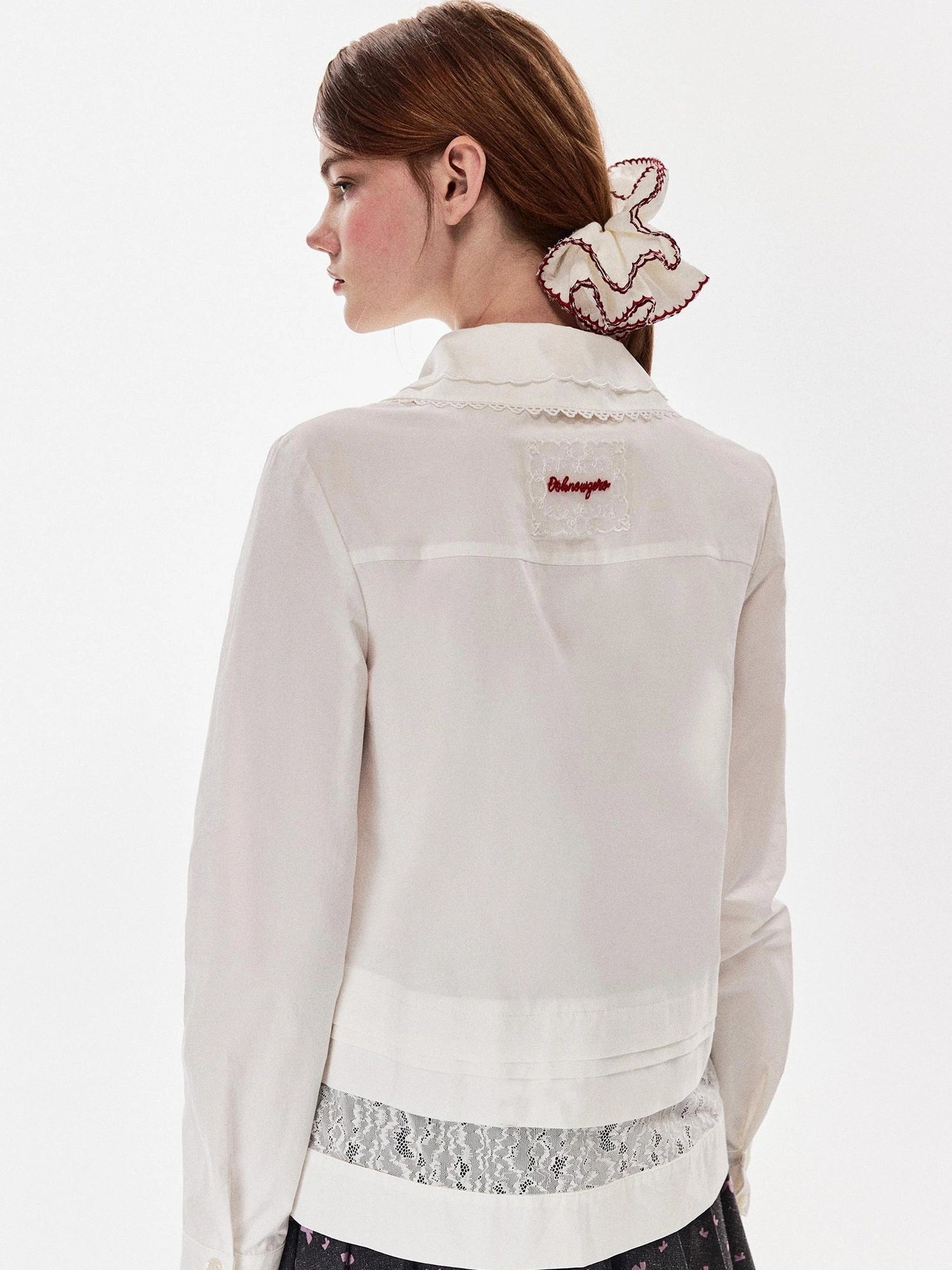 DKZ OFFICIAL Heavyweight Cotton Blend Embroidered Panel Long Sleeve Shirt