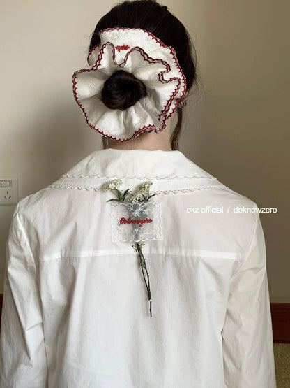 DKZ OFFICIAL Heavyweight Cotton Blend Embroidered Panel Long Sleeve Shirt