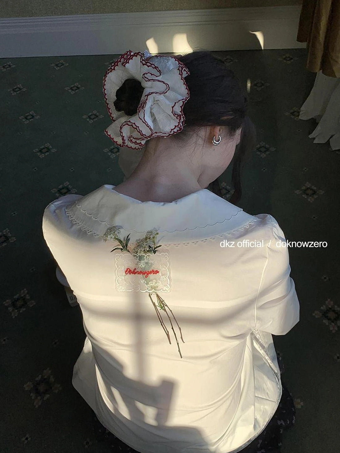DKZ OFFICIAL Heavyweight Cotton Blend Embroidered Panel Long Sleeve Shirt