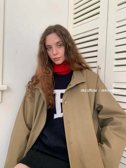 DKZ OFFICIAL High Neck Ribbed Knit Slim Fit Turtleneck Top
