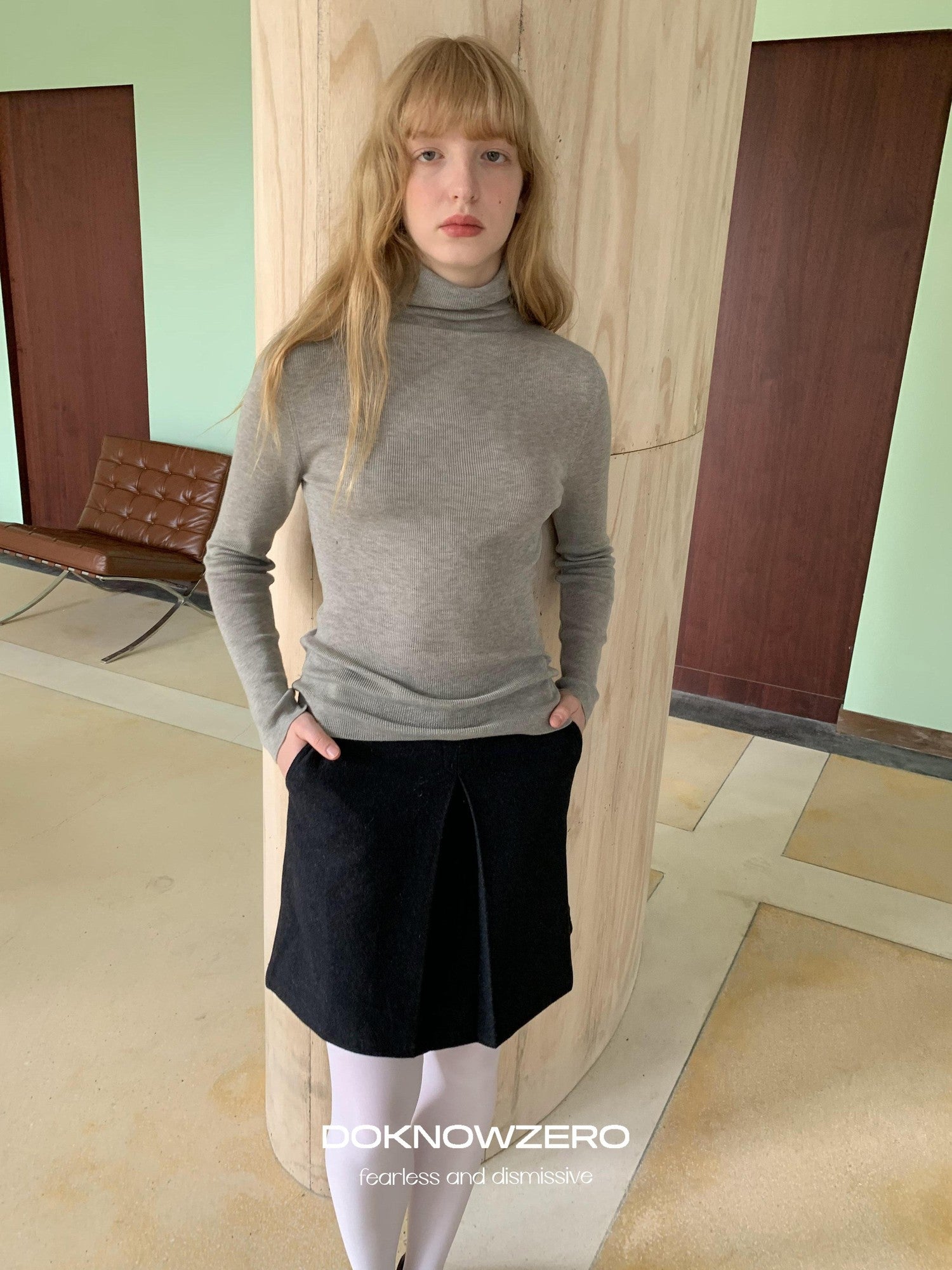 DKZ OFFICIAL High Neck Slim Fit Knit Women&