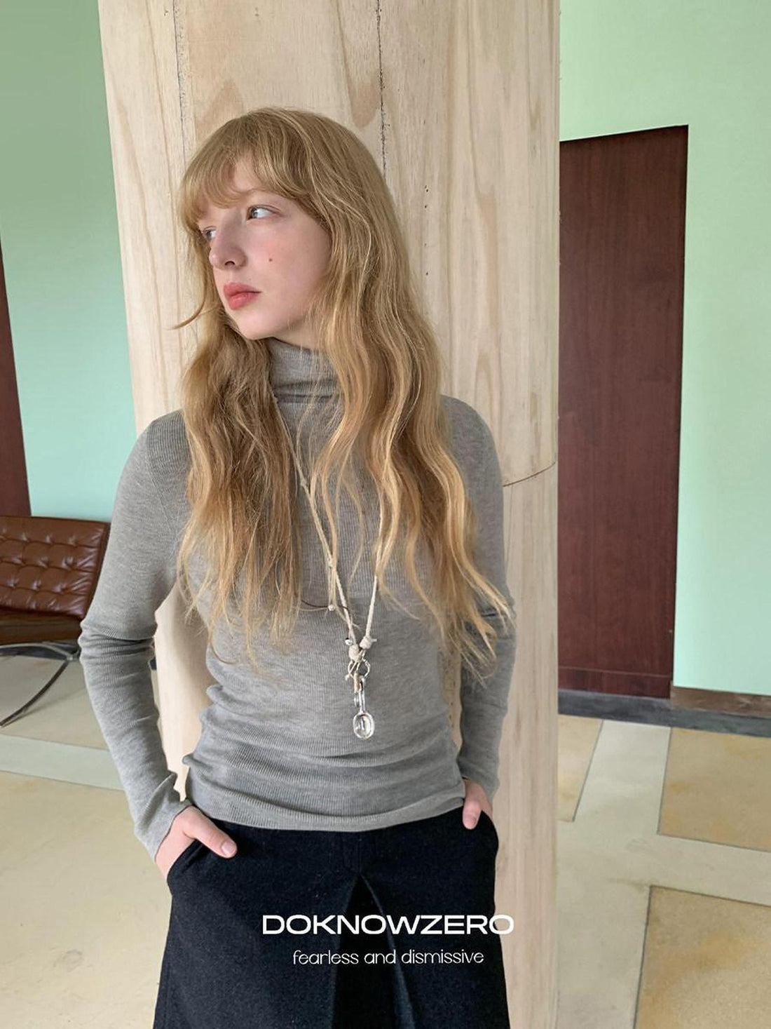 DKZ OFFICIAL High Neck Slim Fit Knit Women&
