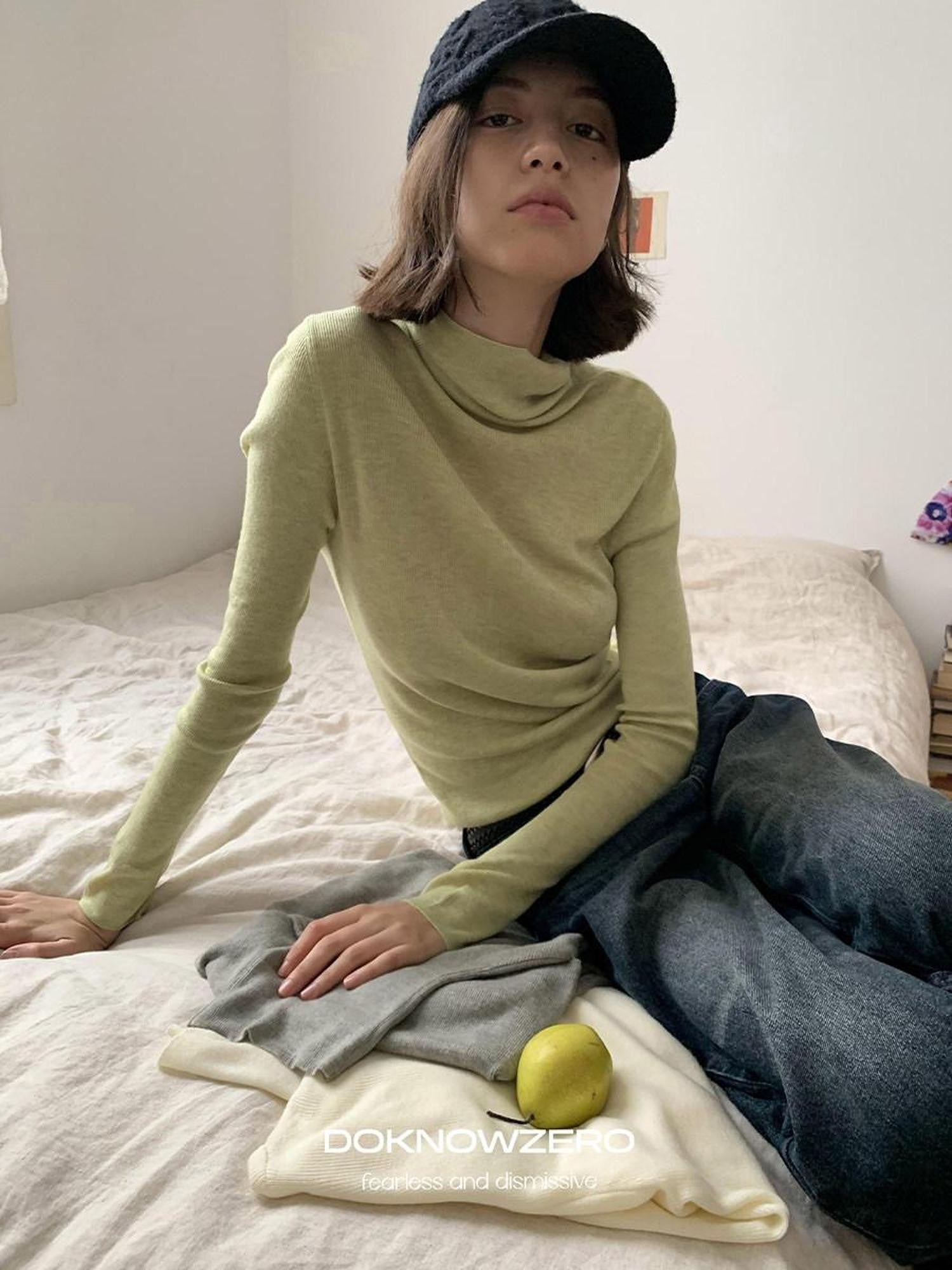 DKZ OFFICIAL High Neck Slim Fit Knit Women&