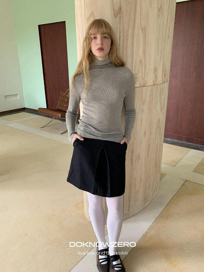 DKZ OFFICIAL High Neck Slim Fit Knit Women&