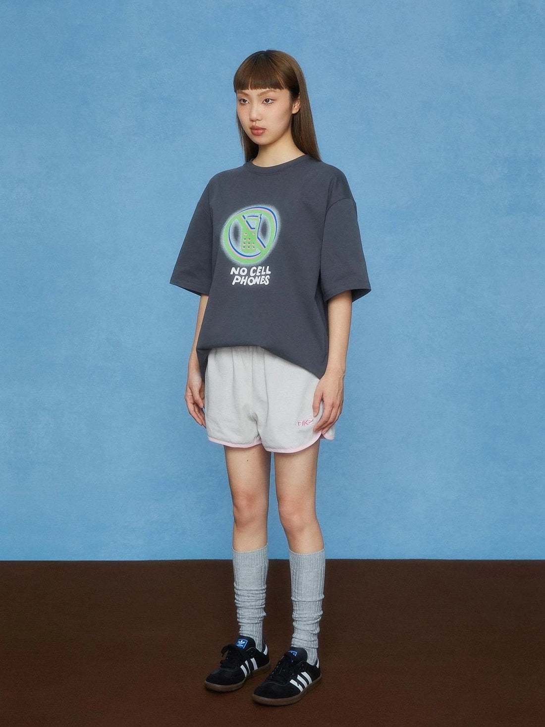 DKZ OFFICIAL High Waisted Cotton Blend Color Block Wide Leg Sports Shorts