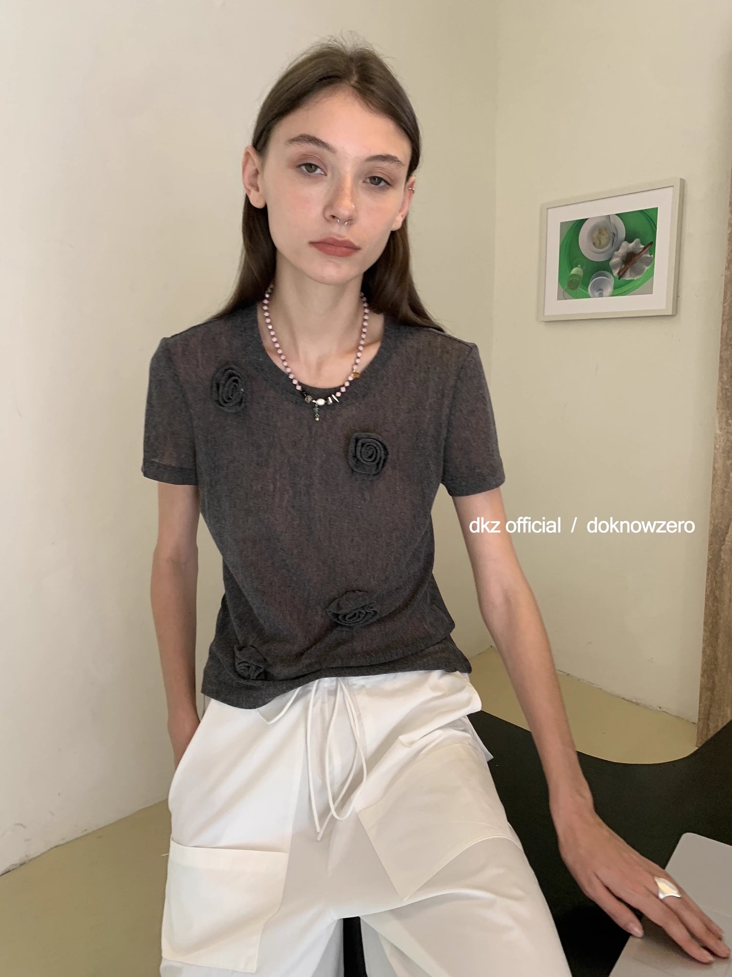 DKZ_OFFICIAL_Ice_Silk_Embroidered_Short_Sleeve_T-shirt_And_Cardigan_Two_Piece_Set_MISSTT