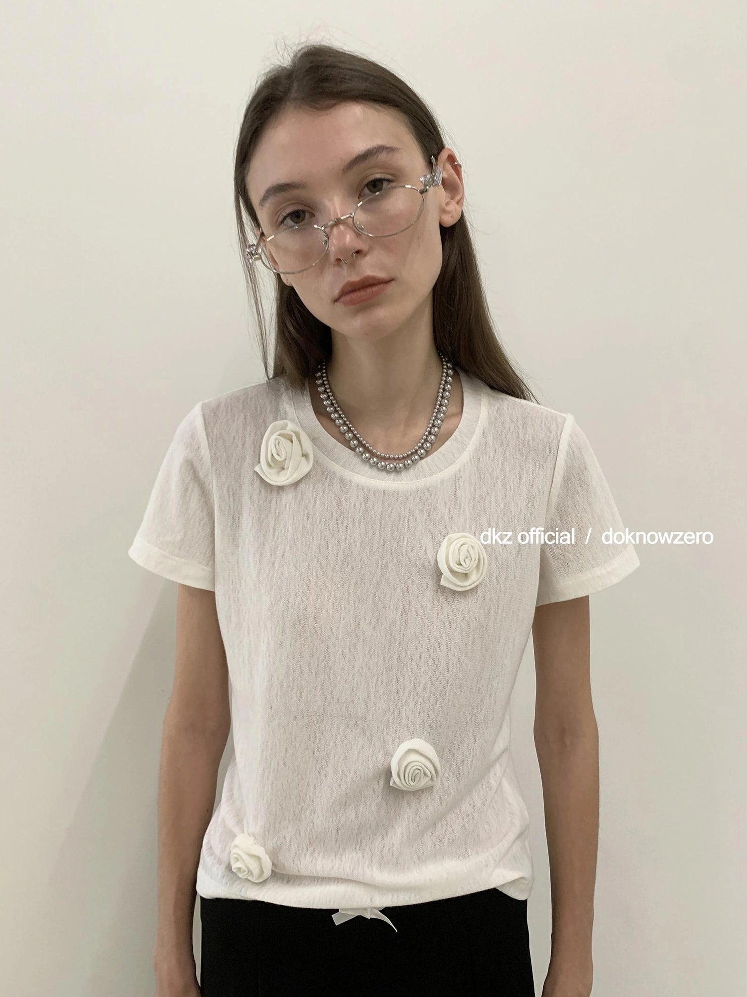 DKZ OFFICIAL Ice Silk Embroidered Short Sleeve T-shirt And Cardigan Two Piece Set