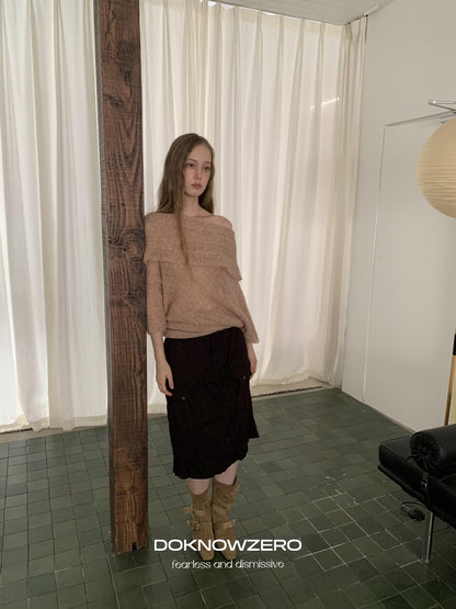 DKZ OFFICIAL Jacquard Slant Neck Mohair Women&