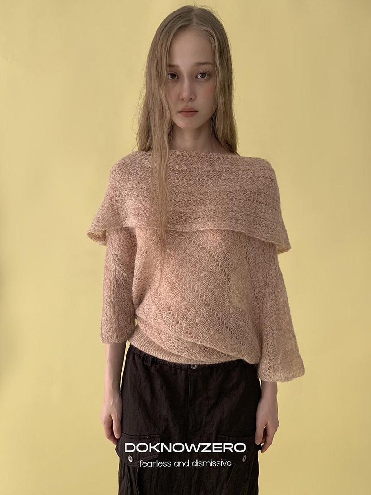 DKZ OFFICIAL Jacquard Slant Neck Mohair Women&