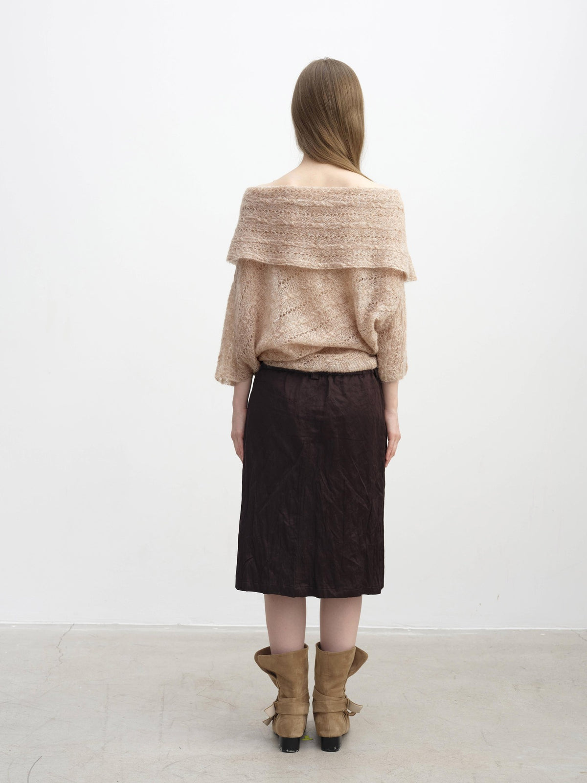 DKZ OFFICIAL Jacquard Slant Neck Mohair Women&