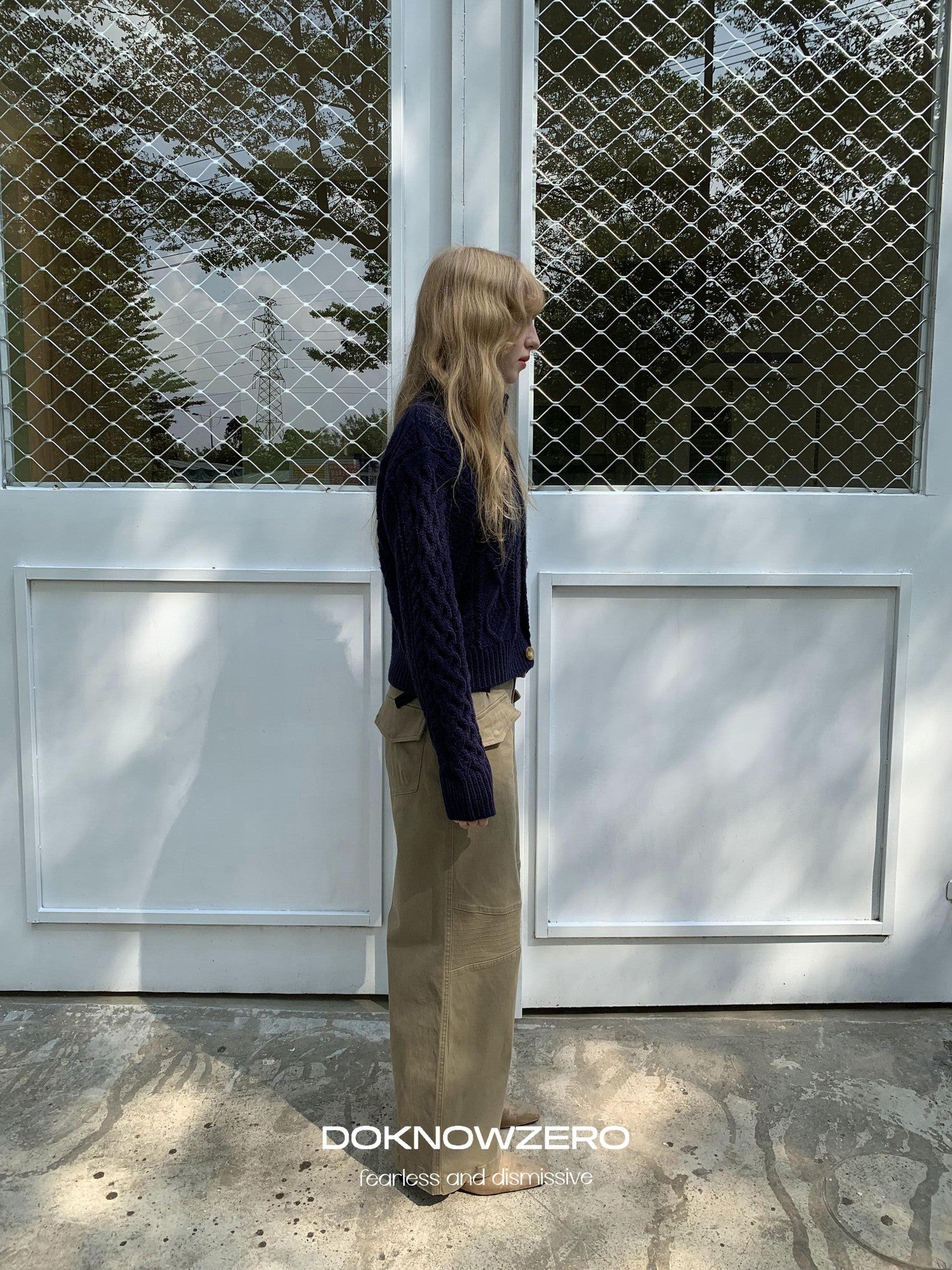 DKZ OFFICIAL Khaki Cargo Pocket Vintage Moto Street Women&