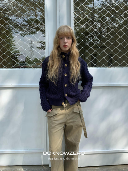 DKZ OFFICIAL Khaki Cargo Pocket Vintage Moto Street Women&