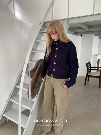 DKZ OFFICIAL Khaki Cargo Pocket Vintage Moto Street Women&