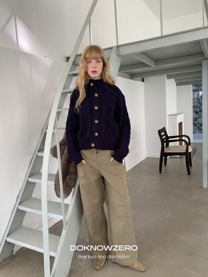 DKZ OFFICIAL Khaki Cargo Pocket Vintage Moto Street Women&