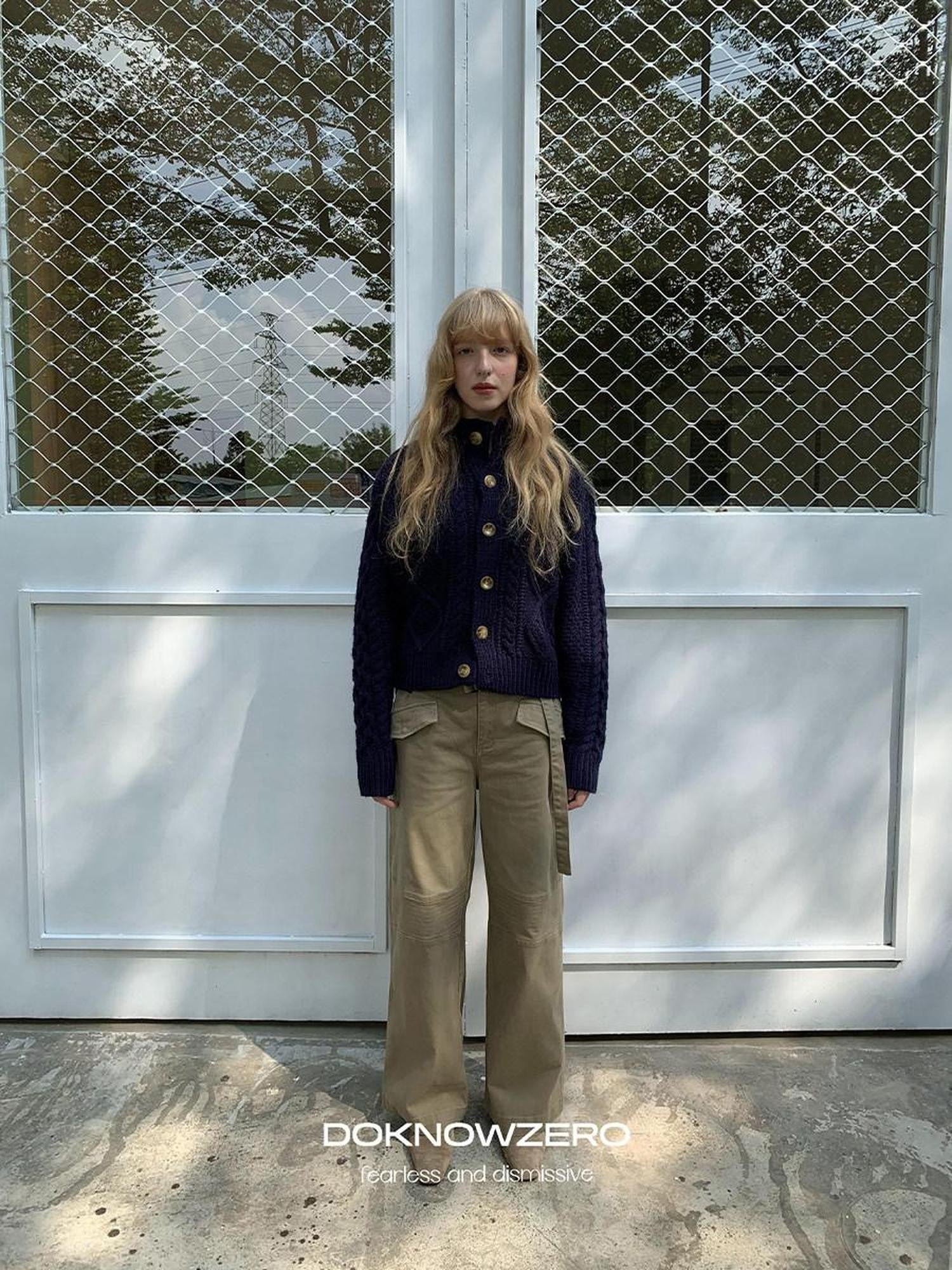DKZ OFFICIAL Khaki Cargo Pocket Vintage Moto Street Women&
