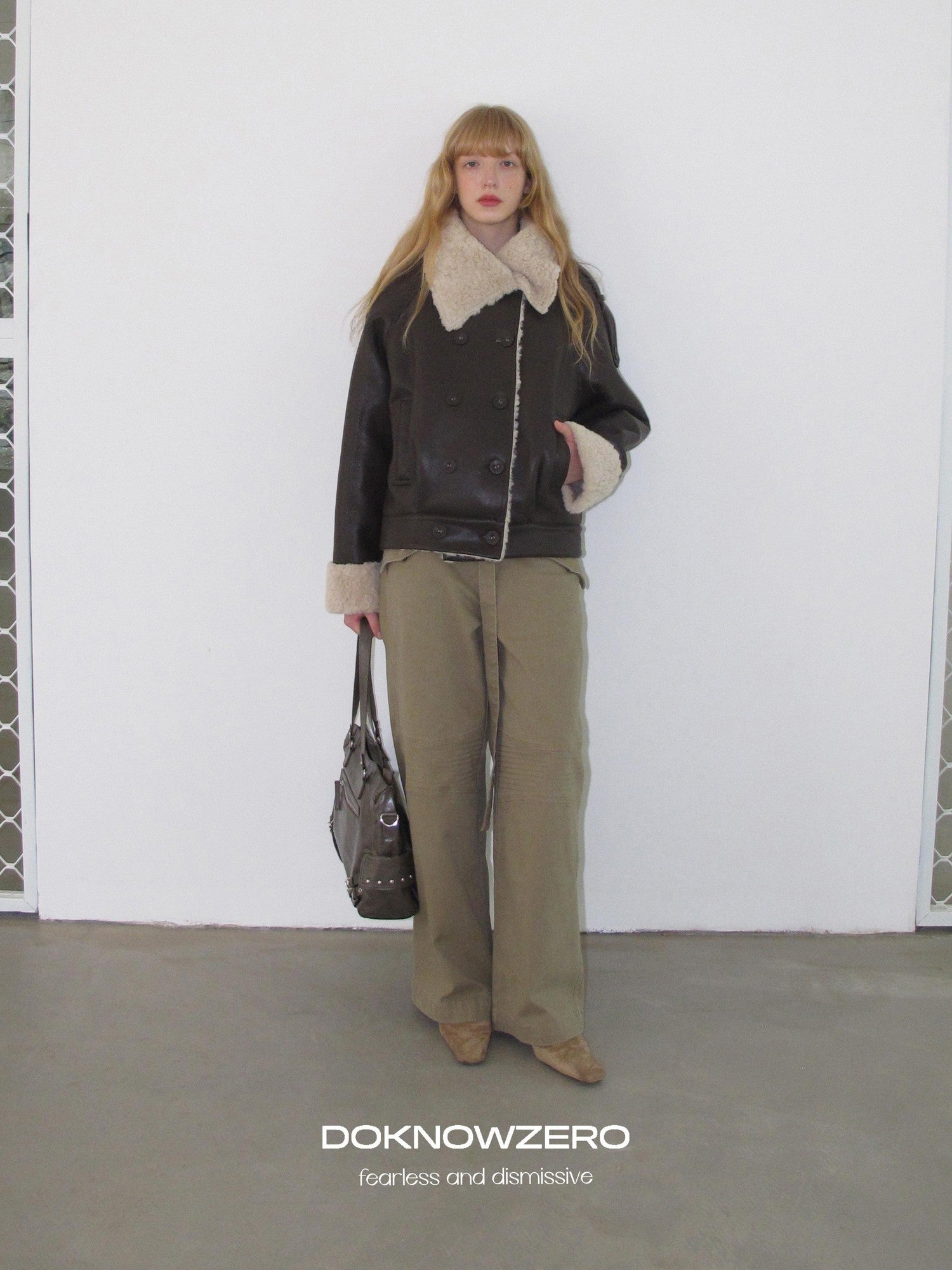 DKZ OFFICIAL Khaki Cargo Pocket Vintage Moto Street Women&