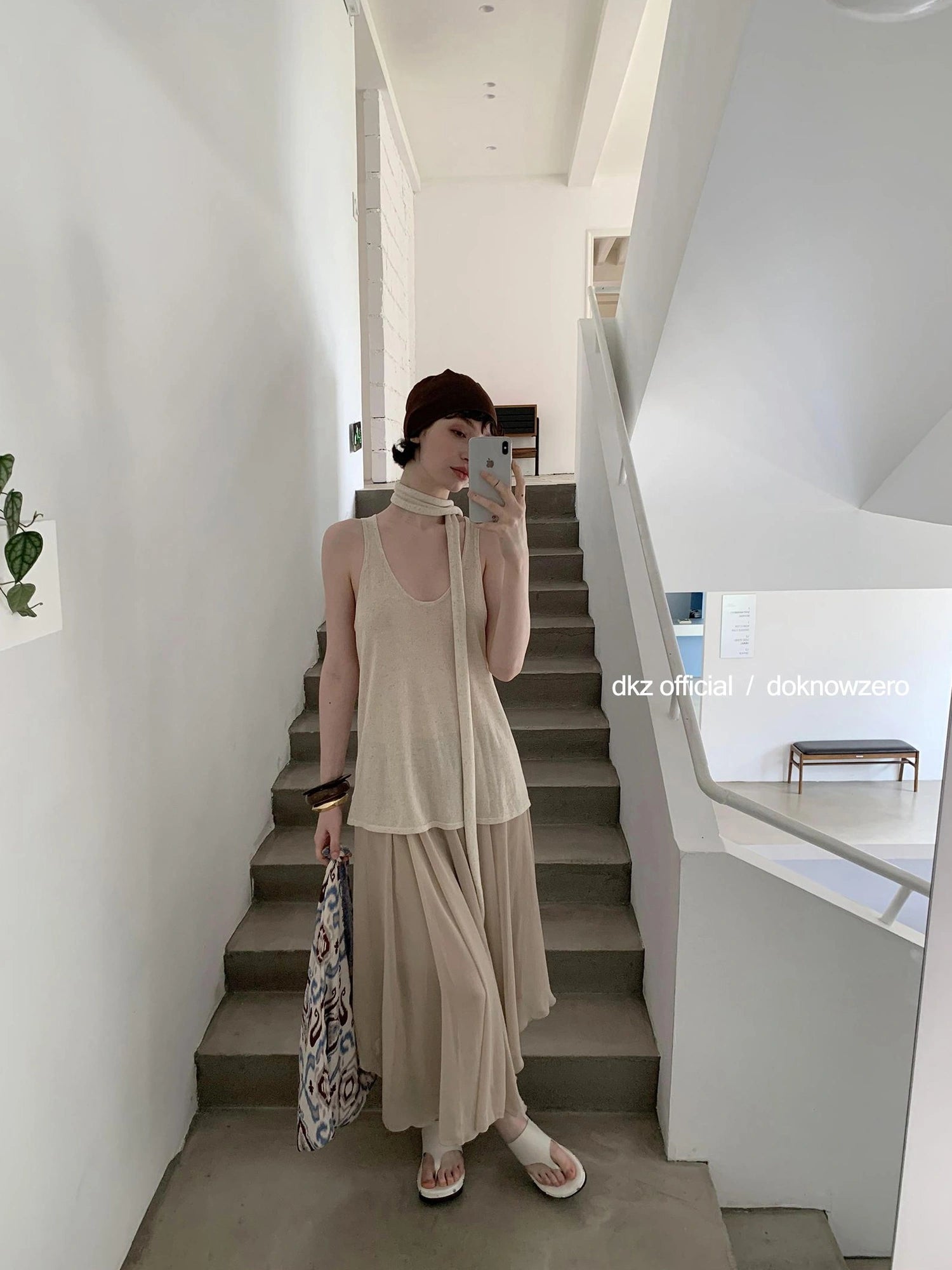 DKZ OFFICIAL Khaki Elastic Waist Flowy Mesh Midi Skirt