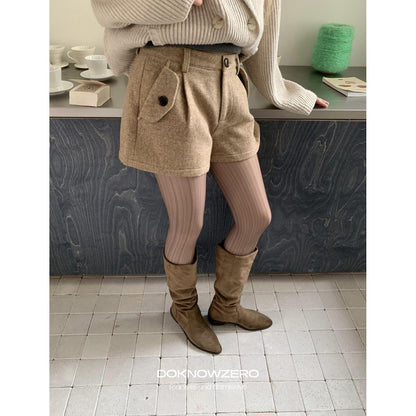 DKZ OFFICIAL Khaki Pleated Layered Vintage Straight Women&