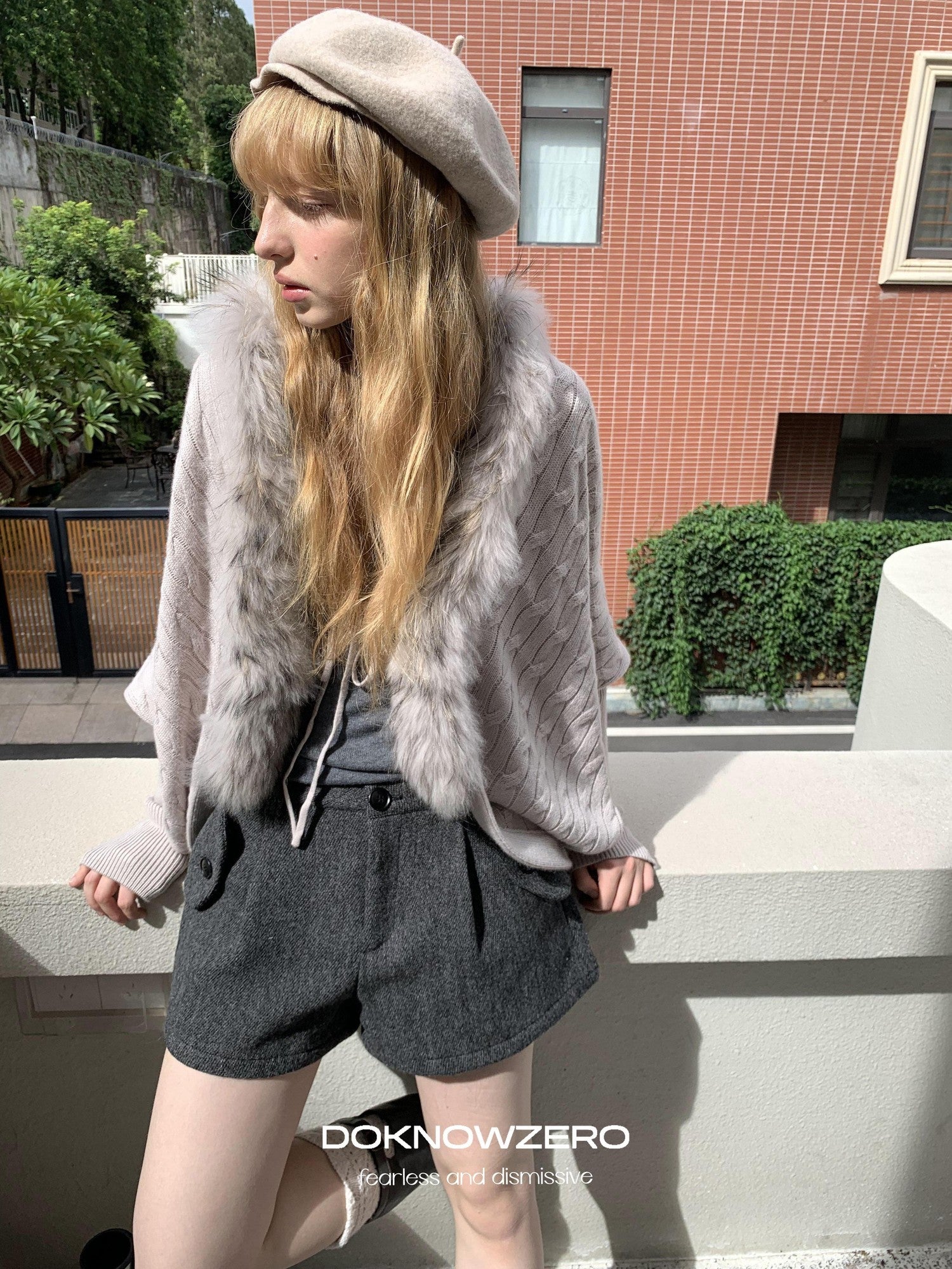 DKZ OFFICIAL Khaki Pleated Layered Vintage Straight Women&