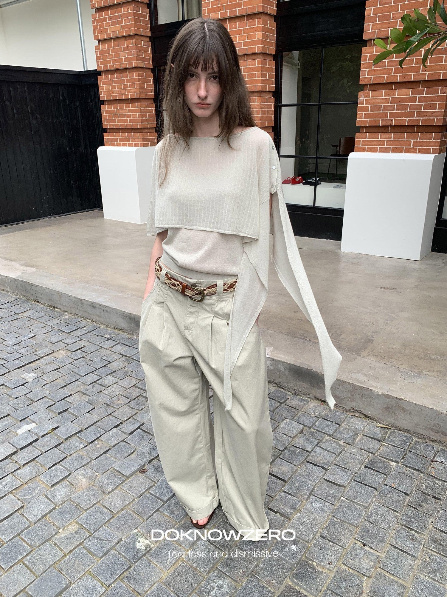 DKZ OFFICIAL Khaki Pleated Relaxed Korean Commuter Women&