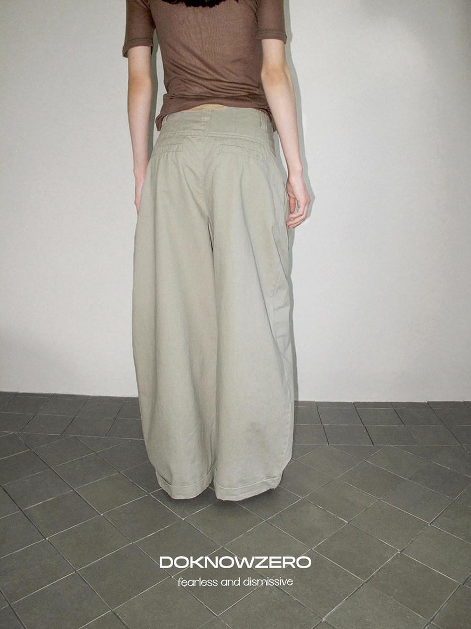 DKZ OFFICIAL Khaki Pleated Relaxed Korean Commuter Women&