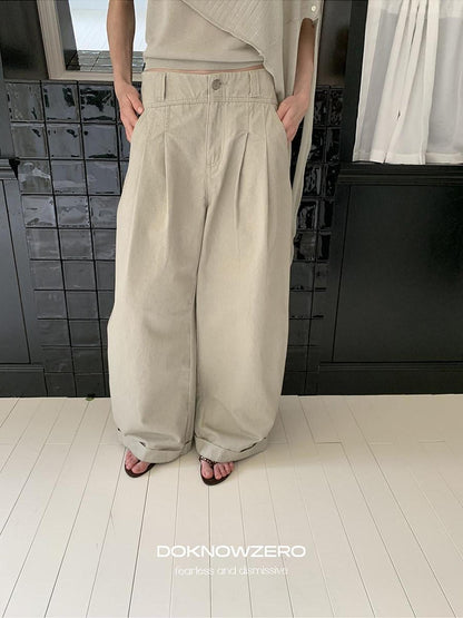 DKZ OFFICIAL Khaki Pleated Relaxed Korean Commuter Women&